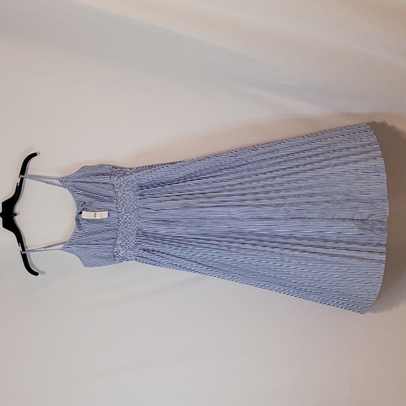J Crew Smoked waist Pleated Dress in Stripe - Picture 6 of 16